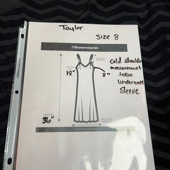 Women's Taylor Black Cold Shoulder Velvet Striped Chiffon Sleeve Dress, Size 8 - Picture 8 of 8